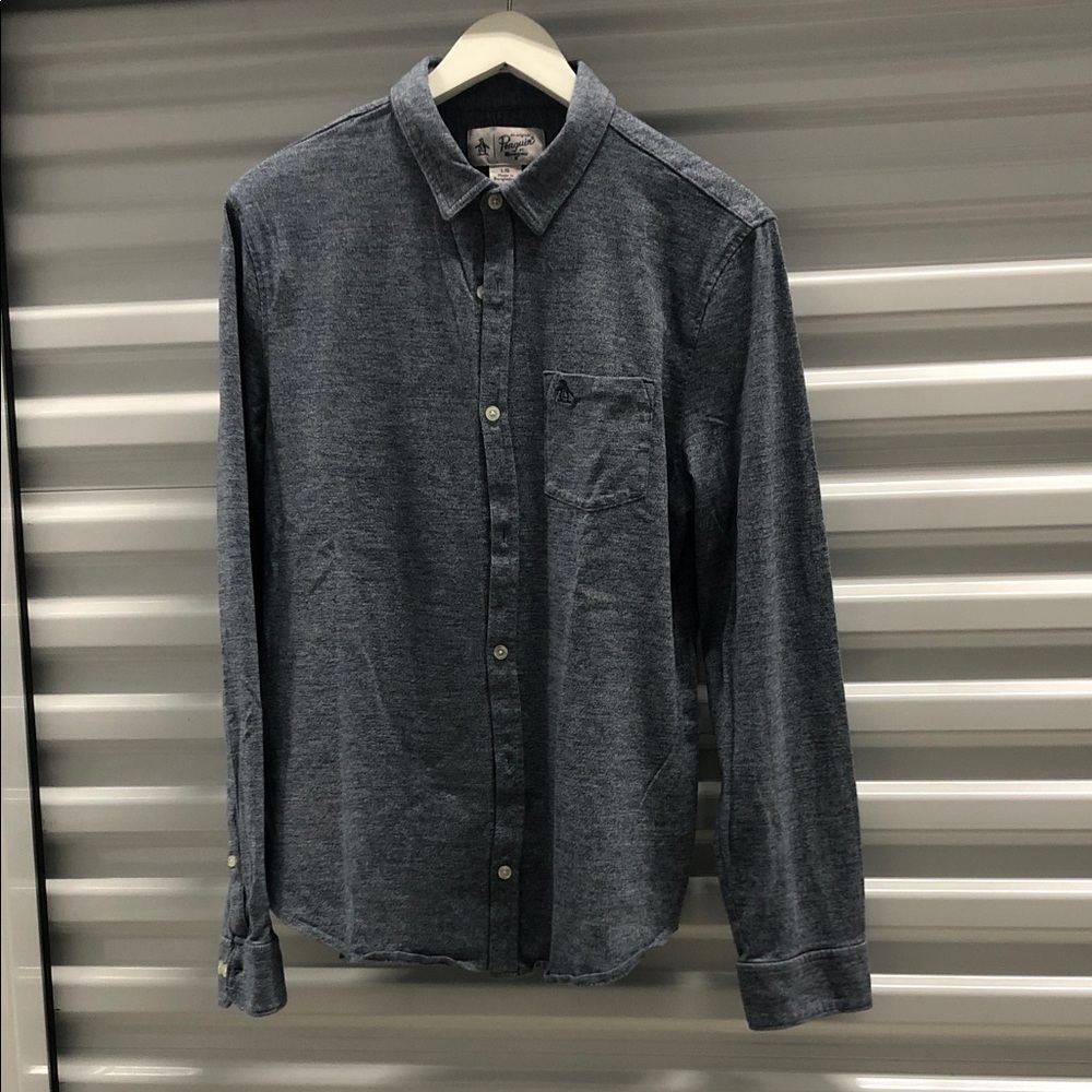 Men's Penguin Light Blue Button-Up Shirt
